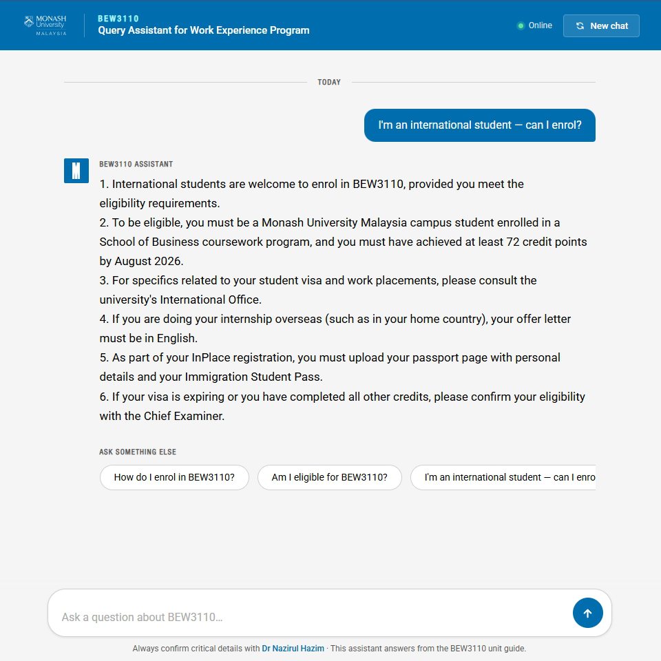 A course assistant answering a student's enrolment question